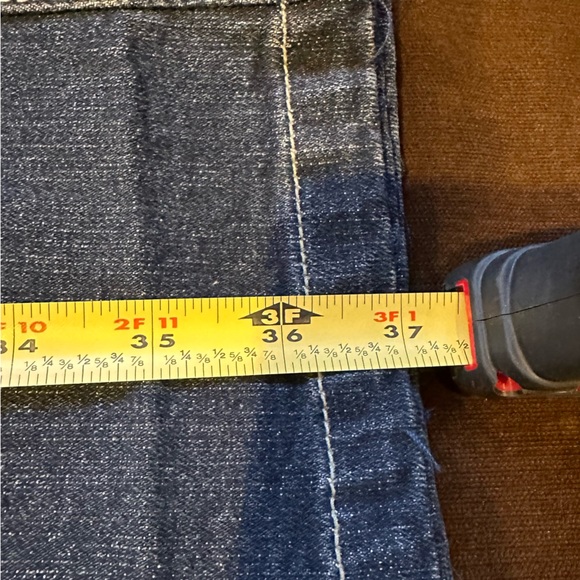 Lee Mid Rise Boot Cut Low Waist Wide Leg Blue Jeans Sz P12 Visible White Thread - Picture 10 of 12